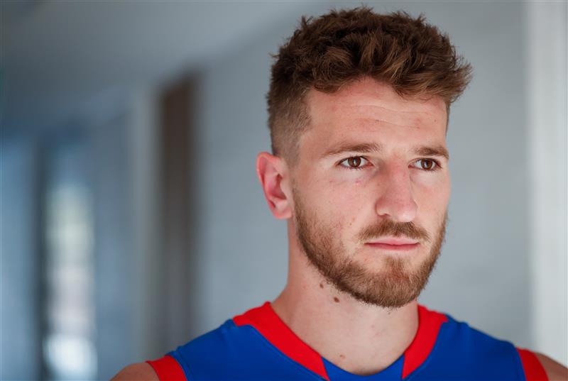 PERTH, AUSTRALIA - SEPTEMBER 20: Marcus Bontempelli of the Bulldogs poses for a photograph during the Western Bulldogs photo opportunity on September 20, 2021 in Perth, Australia. (Photo by Michael Willson/AFL Photos via Getty Images)