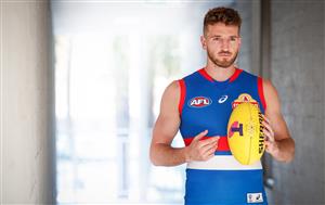 PERTH, AUSTRALIA - SEPTEMBER 20: Marcus Bontempelli of the Bulldogs poses for a photograph during the Western Bulldogs photo opportunity on September 20, 2021 in Perth, Australia. (Photo by Michael Willson/AFL Photos via Getty Images)