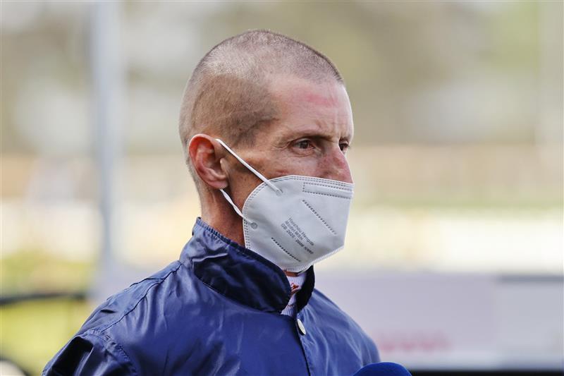 SYDNEY, AUSTRALIA - SEPTEMBER 25: Nash Rawiller looks on after winning race 5 the Petaluma Heritage Stakes on Home Affairs during Sydney Racing on Golden Rose Day at Rosehill Gardens on September 25, 2021 in Sydney, Australia. (Photo by Mark Evans/Getty Images)
