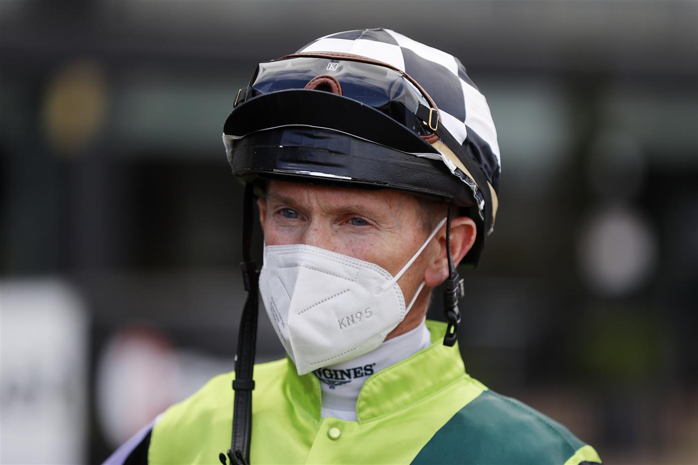 SYDNEY, AUSTRALIA - SEPTEMBER 25: Glyn Schofield looks on after winning  race 6 the Ned Whisky Shannon Stakes on Yonkers during Sydney Racing on Golden Rose Day at Rosehill Gardens on September 25, 2021 in Sydney, Australia. (Photo by Mark Evans/Getty Images)