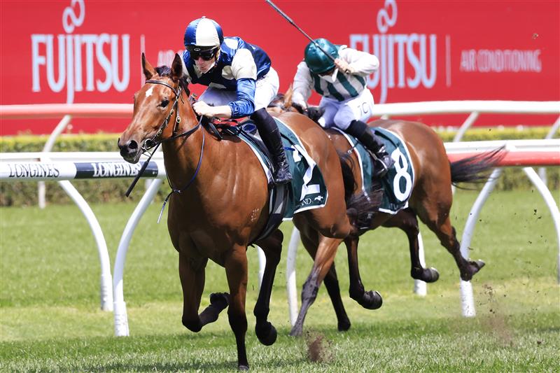 SYDNEY, AUSTRALIA - OCTOBER 02: James McDonald on Coolangatta wins race 2 the Keeneland Gimcrack Stakes during Sydney Racing on Epsom Day at Royal Randwick Racecourse on October 02, 2021 in Sydney, Australia. (Photo by Mark Evans/Getty Images)