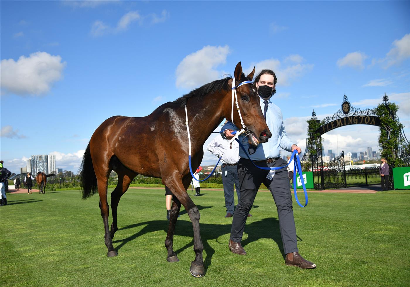MELBOURNE, AUSTRALIA - OCTOBER 02: Incentivise after winning Race 7, the Tab Turnbull Stakes, during Melbourne Racing at Flemington Racecourse on October 02, 2021 in Melbourne, Australia. (Photo by Vince Caligiuri/Getty Images)