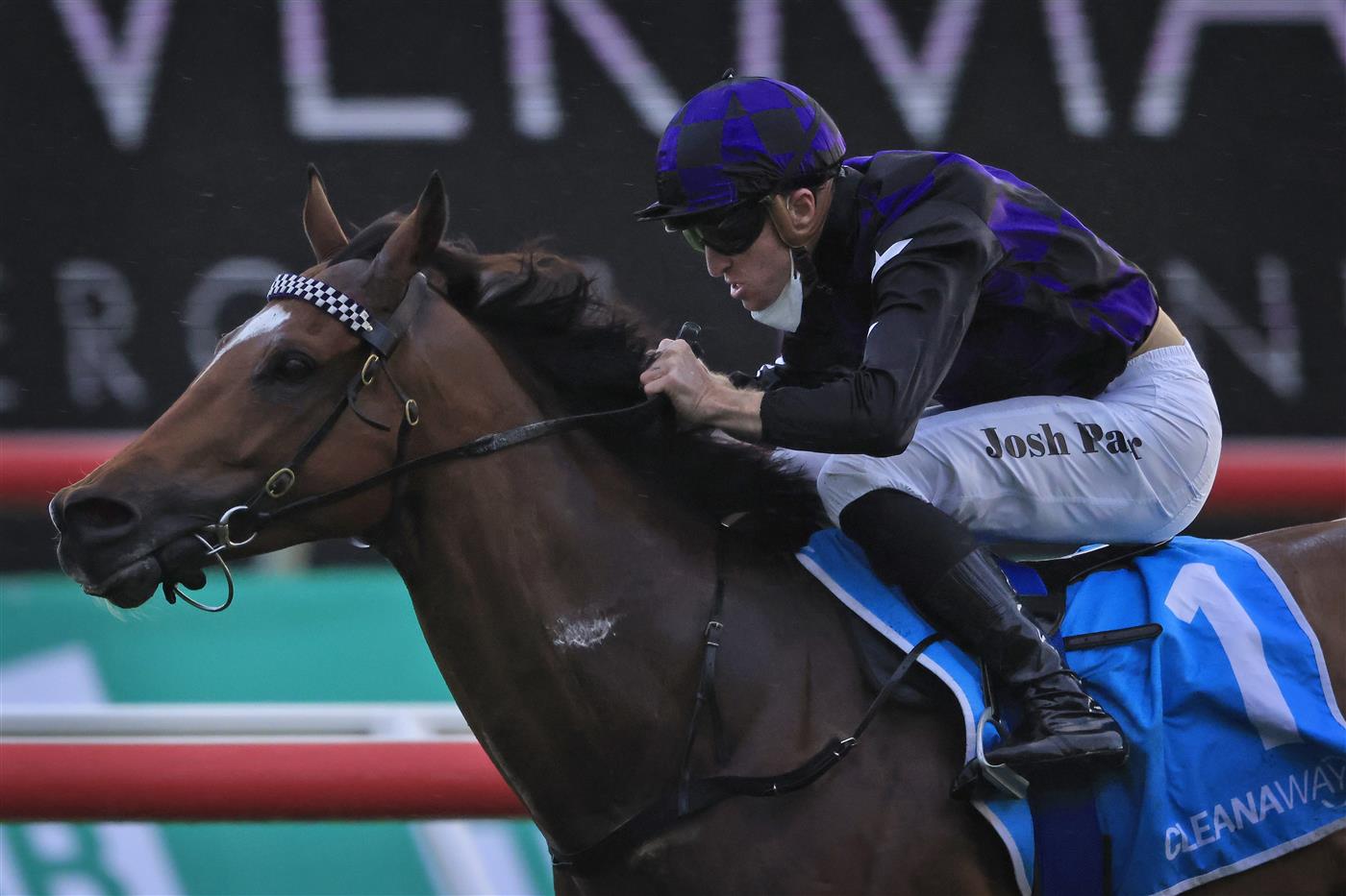 SYDNEY, AUSTRALIA - OCTOBER 02: Josh Parr on Big Parade wins race 10 the Cleanaway Handicap during Sydney Racing on Epsom Day at Royal Randwick Racecourse on October 02, 2021 in Sydney, Australia. (Photo by Mark Evans/Getty Images)