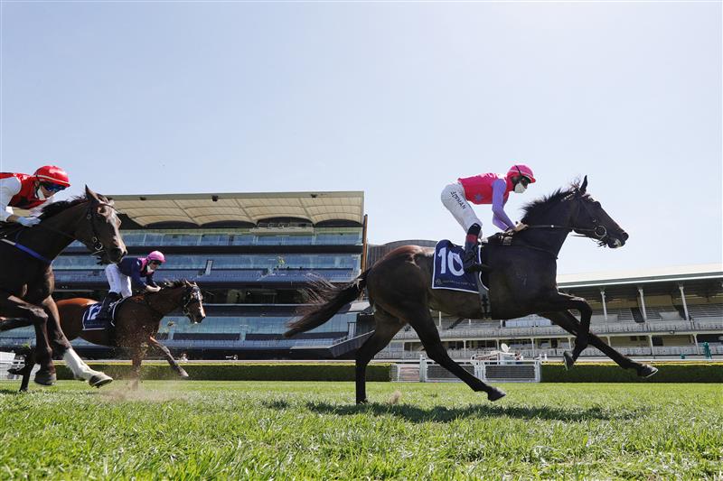 SYDNEY, AUSTRALIA - OCTOBER 09: Hugh Bowman on Different Strokes wins race 2 the Midway Handicap during Sydney Racing at Royal Randwick Racecourse on October 09, 2021 in Sydney, Australia. (Photo by Mark Evans/Getty Images)