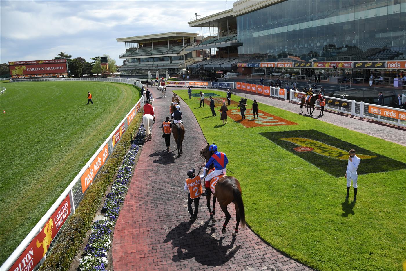 MELBOURNE, AUSTRALIA - OCTOBER 09: Craig Williams riding Zaaki before finishing 3rd in race 6, the Neds Might And Power, during Melbourne Racing at Caulfield Racecourse on October 09, 2021 in Melbourne, Australia. (Photo by Vince Caligiuri/Getty Images)