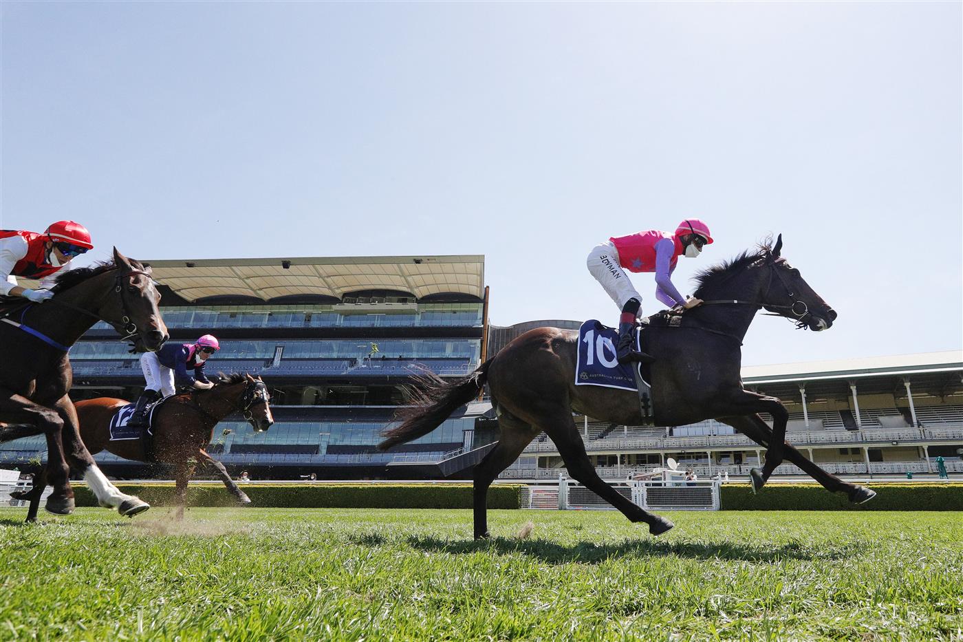 SYDNEY, AUSTRALIA - OCTOBER 09: Hugh Bowman on Different Strokes wins race 2 the Midway Handicap during Sydney Racing at Royal Randwick Racecourse on October 09, 2021 in Sydney, Australia. (Photo by Mark Evans/Getty Images)