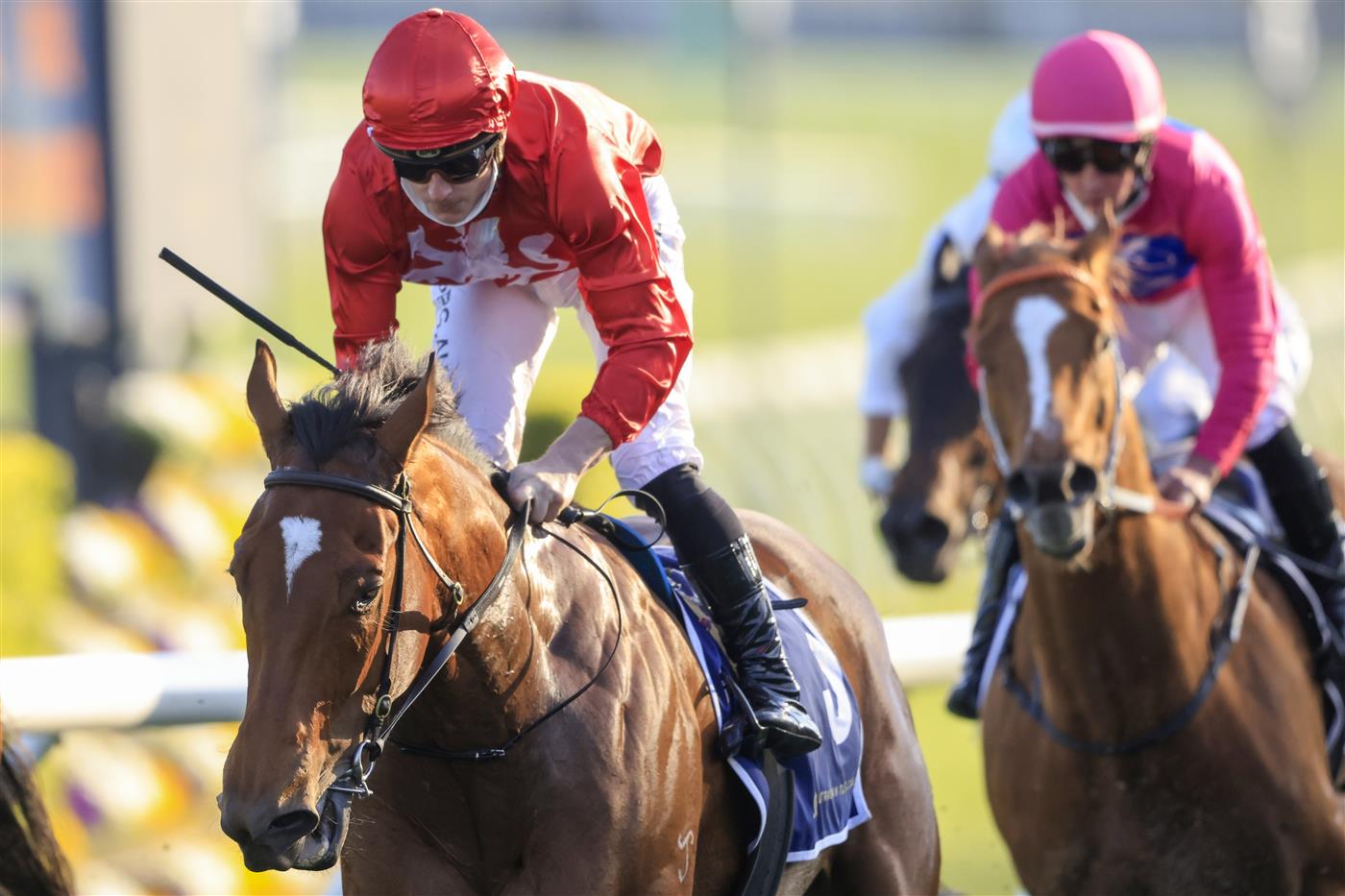 SYDNEY, AUSTRALIA - OCTOBER 09: James McDonald on Minhaaj wins race 9 The Nivison during Sydney Racing at Royal Randwick Racecourse on October 09, 2021 in Sydney, Australia. (Photo by Mark Evans/Getty Images)