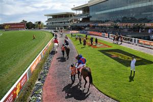 MELBOURNE, AUSTRALIA - OCTOBER 09: Craig Williams riding Zaaki before finishing 3rd in race 6, the Neds Might And Power, during Melbourne Racing at Caulfield Racecourse on October 09, 2021 in Melbourne, Australia. (Photo by Vince Caligiuri/Getty Images)