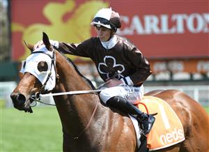 MELBOURNE, AUSTRALIA - OCTOBER 09: Jye McNeil riding Lombardo after winning Race 3, the Neds Village Stakes, during Melbourne Racing at Caulfield Racecourse on October 09, 2021 in Melbourne, Australia. (Photo by Vince Caligiuri/Getty Images)
