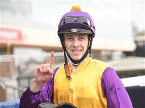 MELBOURNE, AUSTRALIA - OCTOBER 13: Jordan Childs riding Rhinoceros after winning Race 1, the Thoroughbred Breeders Vic Handicap, during Thousand Guineas Day at Caulfield Racecourse on October 13, 2021 in Melbourne, Australia. (Photo by Vince Caligiuri/Getty Images)