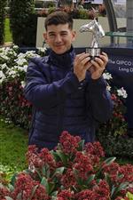 ASCOT, ENGLAND - OCTOBER 16: Jockey Marco Ghiani, winner of the Champion Apprentice title during the Qipco British Champions Day at Ascot Racecourse on October 16, 2021 in Ascot, England. (Photo by Alan Crowhurst/Getty Images)