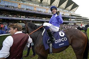 ASCOT, ENGLAND - OCTOBER 16: Jim Crowley riding Baaeed celebrate winning The Queen Elizabeth II Stakes during the Qipco British Champions Day at Ascot Racecourse on October 16, 2021 in Ascot, England. (Photo by Alan Crowhurst/Getty Images)