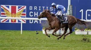 ASCOT, ENGLAND - OCTOBER 16: Jim Crowley riding Aldaary win The Balmoral Handicap Stakes during the Qipco British Champions Day at Ascot Racecourse on October 16, 2021 in Ascot, England. (Photo by Alan Crowhurst/Getty Images)