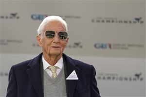 ASCOT, ENGLAND - OCTOBER 16: Lester Piggott being inducted into the 'Hall of Fame' during the Qipco British Champions Day at Ascot Racecourse on October 16, 2021 in Ascot, England. (Photo by Alan Crowhurst/Getty Images)