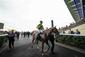 ASCOT, ENGLAND - OCTOBER 16: Mickael Barzalona returns after riding Sealiway to win The Qipco Champion Stakes during the Qipco British Champions Day at Ascot Racecourse on October 16, 2021 in Ascot, England. (Photo by Alan Crowhurst/Getty Images)