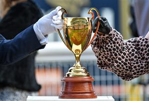 MELBOURNE, AUSTRALIA - OCTOBER 16: The Caulfield Cup is seen before Race 9, the Carlton Draught Caulfield Cup, during Caulfield Cup Day at Caulfield Racecourse on October 16, 2021 in Melbourne, Australia. (Photo by Vince Caligiuri/Getty Images)