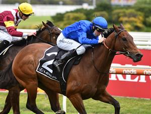 MELBOURNE, AUSTRALIA - OCTOBER 16: Damian Lane riding Colette winning Race 7, the Lexus Tristarc Stakes, during Caulfield Cup Day at Caulfield Racecourse on October 16, 2021 in Melbourne, Australia. (Photo by Vince Caligiuri/Getty Images)