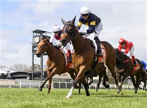 MELBOURNE, AUSTRALIA - OCTOBER 16: Jye McNeil riding Buffalo River winning race 6, the Neds Moonga Stakes, during Caulfield Cup Day at Caulfield Racecourse on October 16, 2021 in Melbourne, Australia. (Photo by Vince Caligiuri/Getty Images)