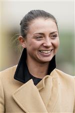 CHELTENHAM, ENGLAND - OCTOBER 22: Bryony Frost poses at Cheltenham Racecourse on October 22, 2021 in Cheltenham, England. (Photo by Alan Crowhurst/Getty Images)