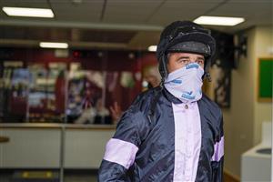 CHELTENHAM, ENGLAND - OCTOBER 22: Davy Russell leaves the weighing room at Cheltenham Racecourse on October 22, 2021 in Cheltenham, England. (Photo by Alan Crowhurst/Getty Images)