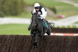 CHELTENHAM, ENGLAND - OCTOBER 22: Harry Skelton riding Third Time Lucki clear the last to win The squareintheair.com Novices' Chase at Cheltenham Racecourse on October 22, 2021 in Cheltenham, England. (Photo by Alan Crowhurst/Getty Images)