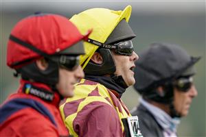 CHELTENHAM, ENGLAND - OCTOBER 22: Tom Scudamore (C) poses at Cheltenham Racecourse on October 22, 2021 in Cheltenham, England. (Photo by Alan Crowhurst/Getty Images)
