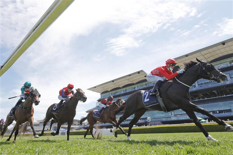 SYDNEY, AUSTRALIA - OCTOBER 23: Sam Clipperton on Mazu wins race 3 the Daily Press Brian Crowley Stakes during Sydney Racing at Royal Randwick Racecourse on October 23, 2021 in Sydney, Australia. (Photo by Mark Evans/Getty Images)