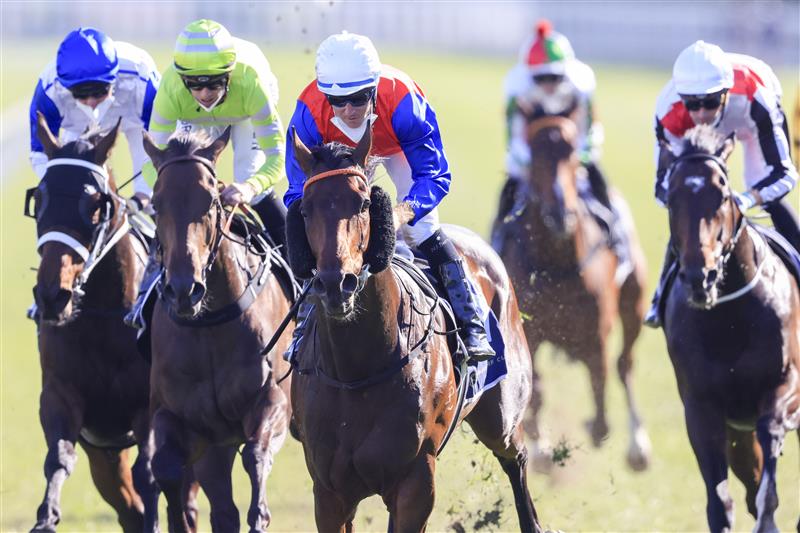 SYDNEY, AUSTRALIA - OCTOBER 23: Tommy Berry on Hilal wins race 8 the Bondi Stakes during Sydney Racing at Royal Randwick Racecourse on October 23, 2021 in Sydney, Australia. (Photo by Mark Evans/Getty Images)
