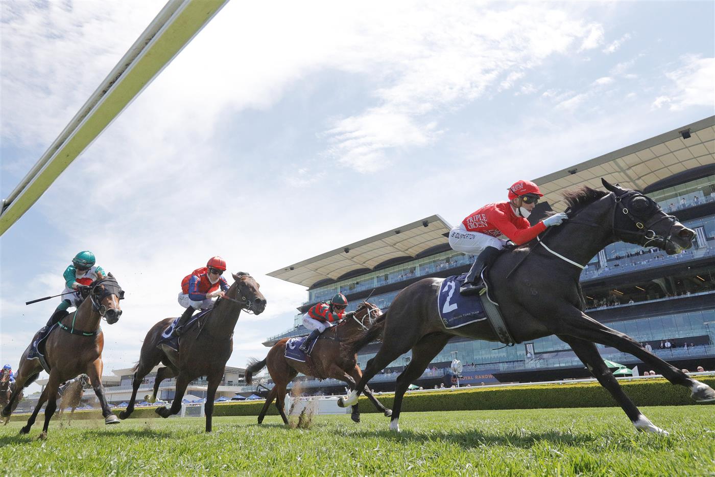 SYDNEY, AUSTRALIA - OCTOBER 23: Sam Clipperton on Mazu wins race 3 the Daily Press Brian Crowley Stakes during Sydney Racing at Royal Randwick Racecourse on October 23, 2021 in Sydney, Australia. (Photo by Mark Evans/Getty Images)