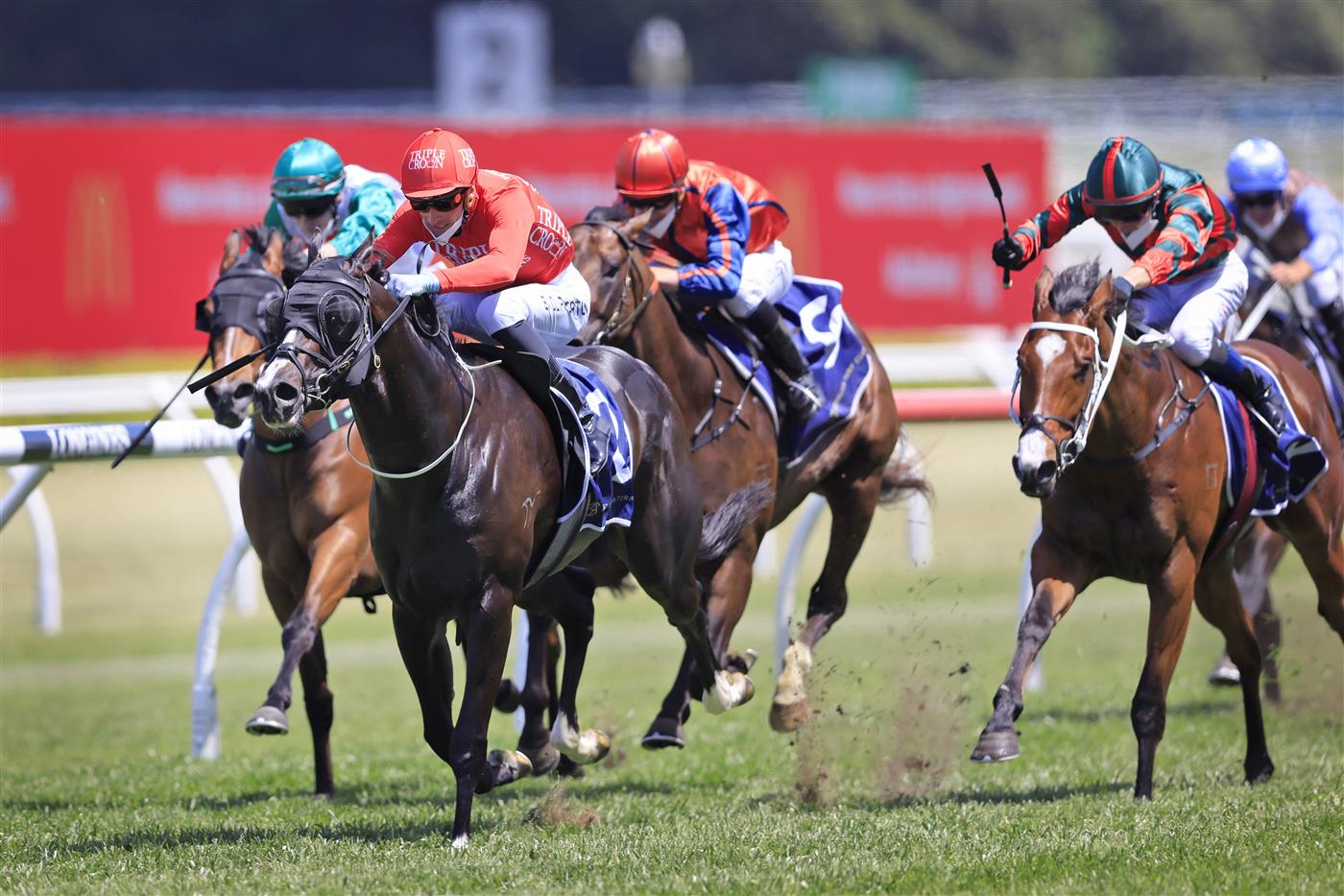 SYDNEY, AUSTRALIA - OCTOBER 23: Sam Clipperton on Mazu wins race 3 the Daily Press Brian Crowley Stakes during Sydney Racing at Royal Randwick Racecourse on October 23, 2021 in Sydney, Australia. (Photo by Mark Evans/Getty Images)