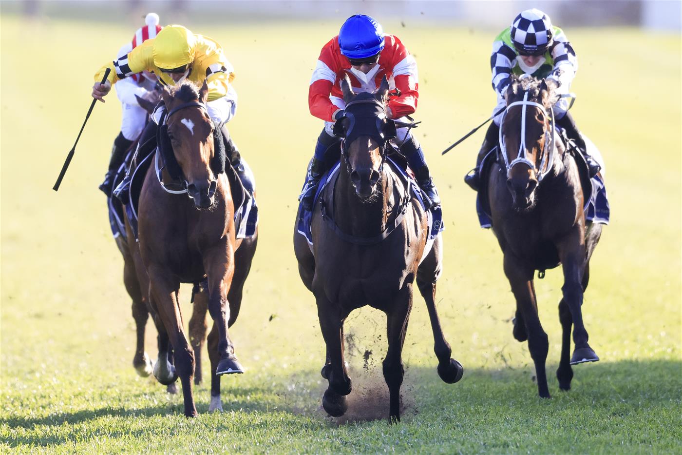 SYDNEY, AUSTRALIA - OCTOBER 23: Kerrin McEvoy on Icebath wins race 9 The Invitation during Sydney Racing at Royal Randwick Racecourse on October 23, 2021 in Sydney, Australia. (Photo by Mark Evans/Getty Images)
