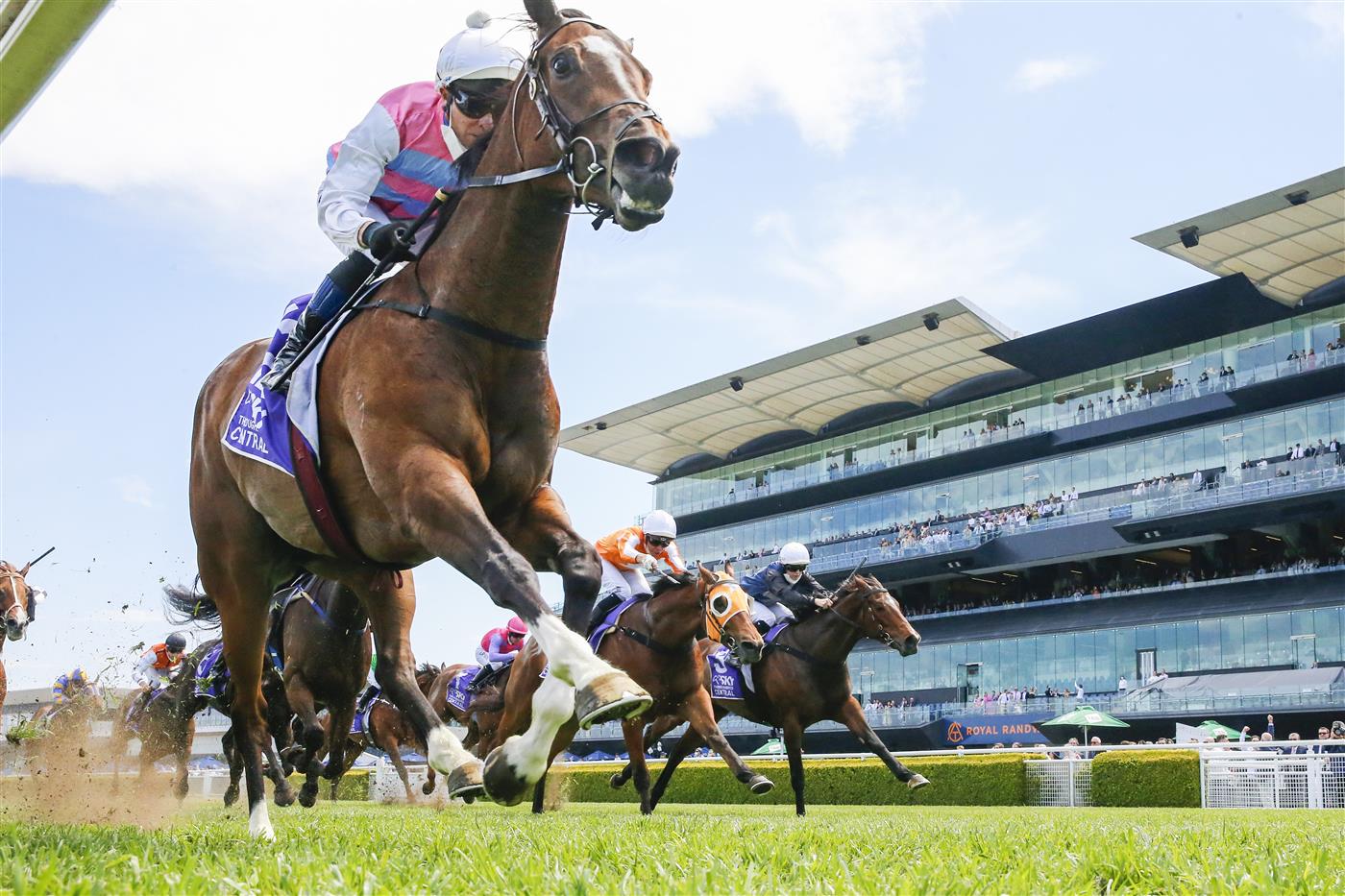 SYDNEY, AUSTRALIA - OCTOBER 23: Kerrin McEvoy on Pandora Blue wins race 4 the Midway Handicap during Sydney Racing at Royal Randwick Racecourse on October 23, 2021 in Sydney, Australia. (Photo by Mark Evans/Getty Images)