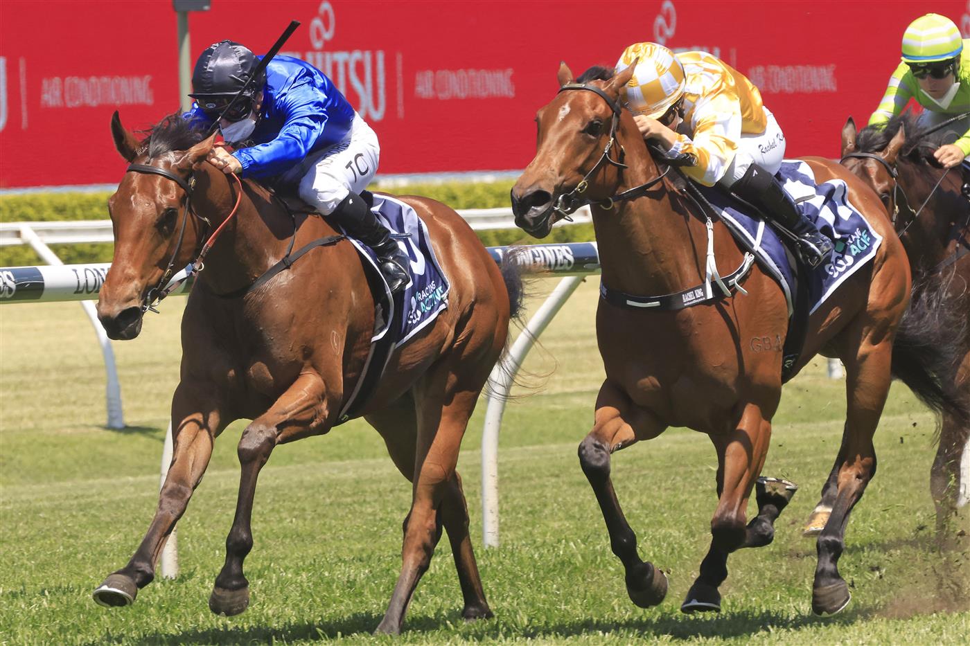 SYDNEY, AUSTRALIA - OCTOBER 23: Tim Clark on Ojai wins race 1 the World Gym Castlereagh Kirkham Plate during Sydney Racing at Royal Randwick Racecourse on October 23, 2021 in Sydney, Australia. (Photo by Mark Evans/Getty Images)
