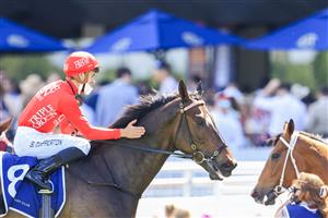 SYDNEY, AUSTRALIA - OCTOBER 23: Sam Clipperton on Exoboom returns to scale after winning
 race 5 the Robrick Lodge Filante Handicap during Sydney Racing at Royal Randwick Racecourse on October 23, 2021 in Sydney, Australia. (Photo by Mark Evans/Getty Images)
