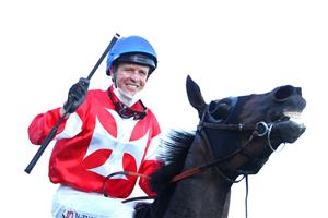 SYDNEY, AUSTRALIA - OCTOBER 23: Kerrin McEvoy riding  Icebath celebrates after winning race 9 The Invitation during Sydney Racing at Royal Randwick Racecourse on October 23, 2021 in Sydney, Australia. (Photo by Jason McCawley/Getty Images for ATC)