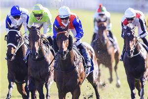 SYDNEY, AUSTRALIA - OCTOBER 23: Tommy Berry on Hilal wins race 8 the Bondi Stakes during Sydney Racing at Royal Randwick Racecourse on October 23, 2021 in Sydney, Australia. (Photo by Mark Evans/Getty Images)