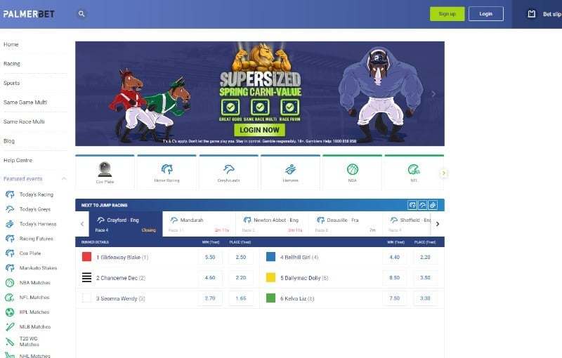 Palmerbet interface screenshot