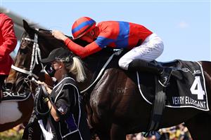 MELBOURNE, AUSTRALIA - NOVEMBER 02: James Mcdonald riding #4 Verry Elleegant celebrates after winning race 7, the Lexus Melbourne Cup during 2021 Melbourne Cup Day at Flemington Racecourse on November 02, 2021 in Melbourne, Australia. (Photo by Robert Cianflone/Getty Images)