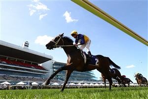 MELBOURNE, AUSTRALIA - NOVEMBER 02: Nash Rawiller riding #2 Rich Hips wins race 8, The Hong Kong Jockey Club Stakes
during 2021 Melbourne Cup Day at Flemington Racecourse on November 02, 2021 in Melbourne, Australia. (Photo by Robert Cianflone/Getty Images)