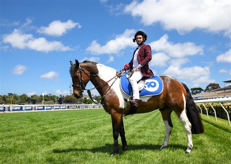 MELBOURNE, AUSTRALIA - NOVEMBER 04: James Winks is seen on the pony during 2021 Oaks Day at Flemington Racecourse on November 04, 2021 in Melbourne, Australia. (Photo by Vince Caligiuri/Getty Images)
