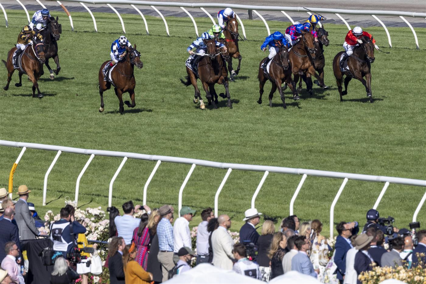 MELBOURNE, AUSTRALIA - NOVEMBER 04: Damien Oliver riding #2 Willowy wins race 8, the Kennedy Oaks during 2021 Oaks Day at Flemington Racecourse on November 04, 2021 in Melbourne, Australia. (Photo by Wayne Taylor/Getty Images for VRC)