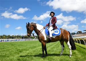 MELBOURNE, AUSTRALIA - NOVEMBER 04: James Winks is seen on the pony during 2021 Oaks Day at Flemington Racecourse on November 04, 2021 in Melbourne, Australia. (Photo by Vince Caligiuri/Getty Images)