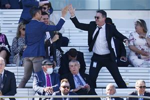 MELBOURNE, AUSTRALIA - NOVEMBER 04: Racegoers are seen during 2021 Oaks Day at Flemington Racecourse on November 04, 2021 in Melbourne, Australia. (Photo by Daniel Pockett/Getty Images)
