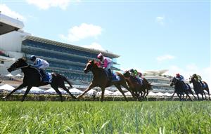 MELBOURNE, AUSTRALIA - NOVEMBER 04: Kerrin McEvoy riding #2 Foxy Frida wins race 2, the Inglis Bracelet during 2021 Oaks Day at Flemington Racecourse on November 04, 2021 in Melbourne, Australia. (Photo by Robert Cianflone/Getty Images)