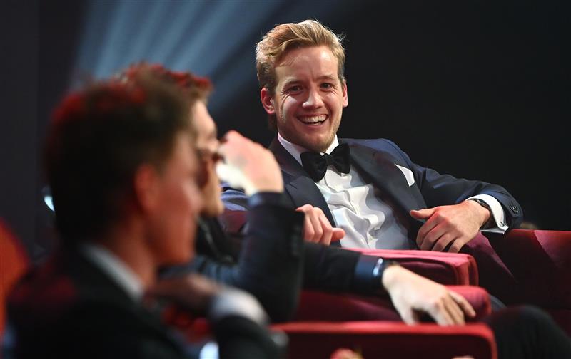 MELBOURNE, AUSTRALIA - SEPTEMBER 19: Darcy Parish of the Bombers looks on  during the 2021 Brownlow Medal Count at NEP Studios Southbank on September 19, 2021 in Melbourne, Australia. (Photo by Quinn Rooney/Getty Images )