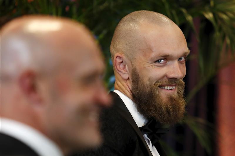 PERTH, AUSTRALIA - SEPTEMBER 19: Max Gawn of the Demons looks on during the 2021 Brownlow Medal Count at Optus Stadium on September 19, 2021 in Perth, Australia. (Photo by Dylan Burns/AFL Photos via Getty Images)