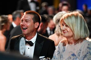 PERTH, AUSTRALIA - SEPTEMBER 19: Ben Cousins watches on during the 2021 Brownlow Medal Count at Optus Stadium on September 19, 2021 in Perth, Australia. (Photo by Daniel Carson/AFL Photos via Getty Images)