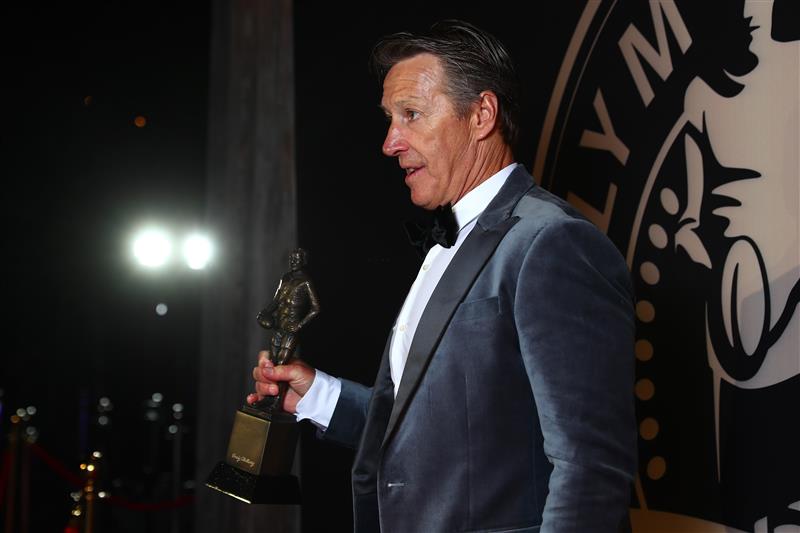 BRISBANE, AUSTRALIA - SEPTEMBER 27: Melbourne Storm coach Craig Bellamy poses after winning Coach of the Year during the NRL 2021 Dally M Awards at the Howard Smith Wharves on September 27, 2021 in Brisbane, Australia. (Photo by Chris Hyde/Getty Images)