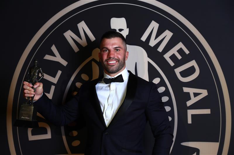 BRISBANE, AUSTRALIA - SEPTEMBER 27: James Tedesco of the Sydney Roosters poses after winning Captain of the Year during the NRL 2021 Dally M Awards at the Howard Smith Wharves on September 27, 2021 in Brisbane, Australia. (Photo by Chris Hyde/Getty Images)