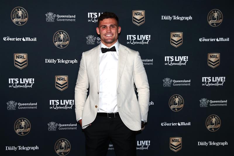 BRISBANE, AUSTRALIA - SEPTEMBER 27: Nathan Cleary of the Panthers attends the NRL 2021 Dally M Awards at the Howard Smith Wharves on September 27, 2021 in Brisbane, Australia. (Photo by Chris Hyde/Getty Images)